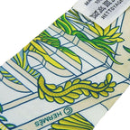 Hermes Twille Scarf 100% Silk Animapolis White Green Pink Multicolor Small — view 7