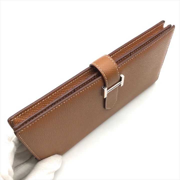 Hermes Bearn Souffle Epsom Gold Wallet Brown Leather — view 6