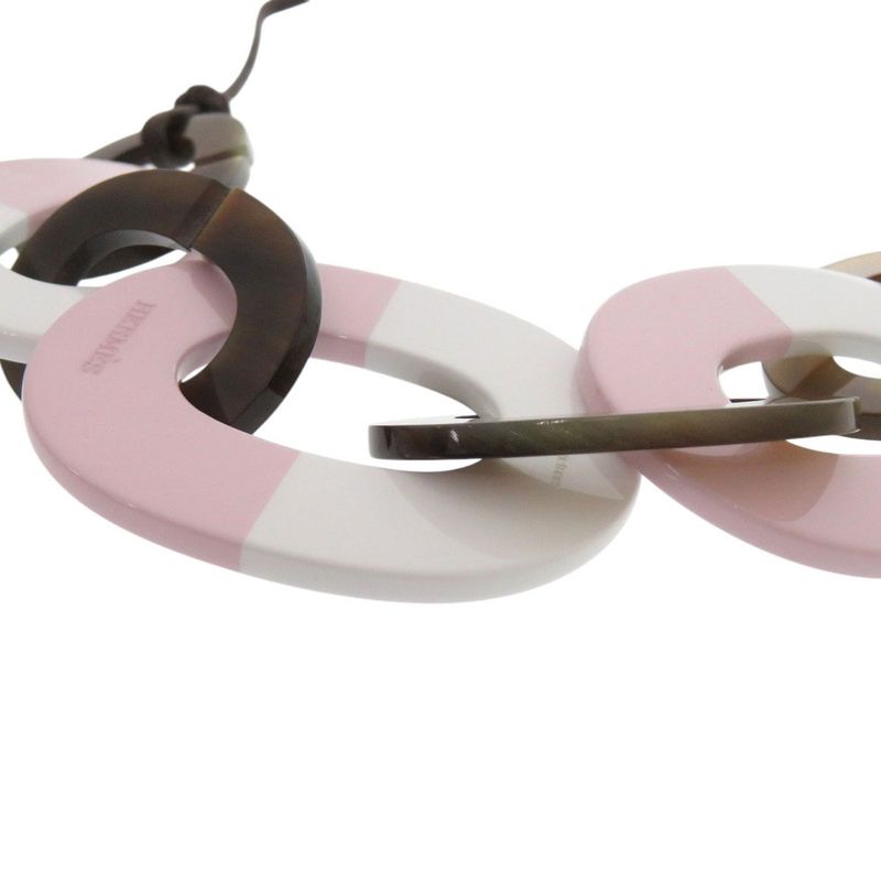 Hermes Caramba Buffalo Horn Lacquer Brown Pink Necklace 0271 — view 5