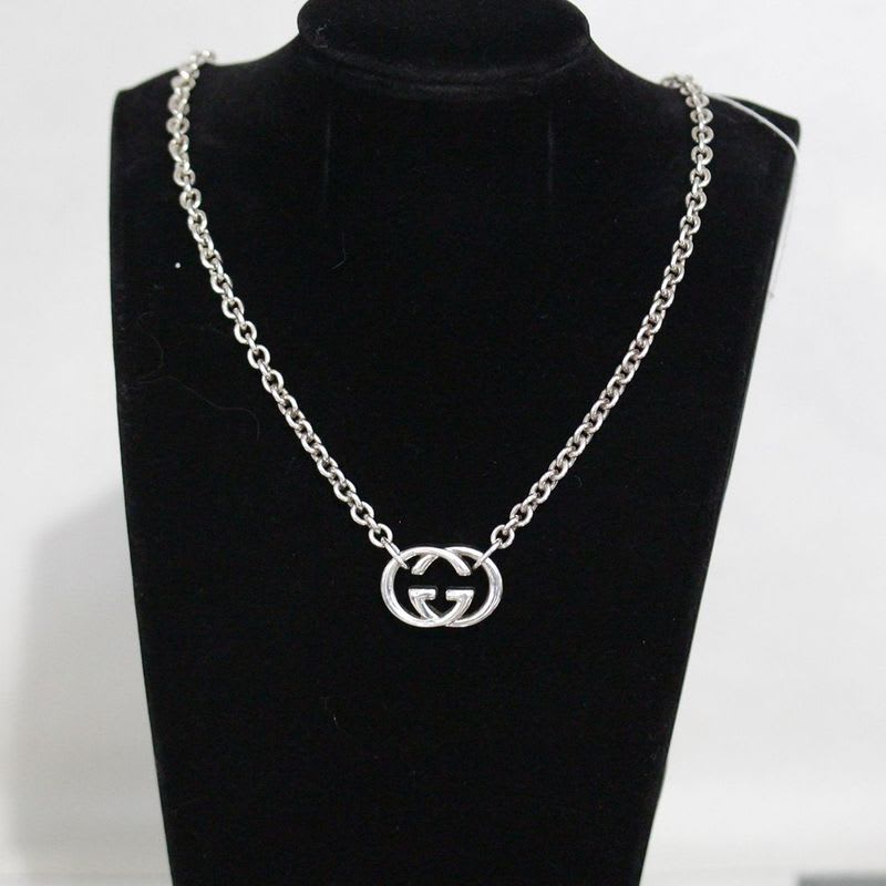 Gucci Interlocking Necklace Double G Silver 925 E1032 — view 5