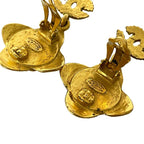 Chanel Vintage Coco Mark Flower Motif Earrings Ear Cuff Gold 96A — view 3
