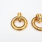 Chanel Quilted Hoop Earrings Gold Accessories — view 3