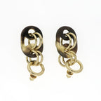 Hermes Yulidice PM Earrings Buffalo Horn Pair Brown Gold Hardware — view 5