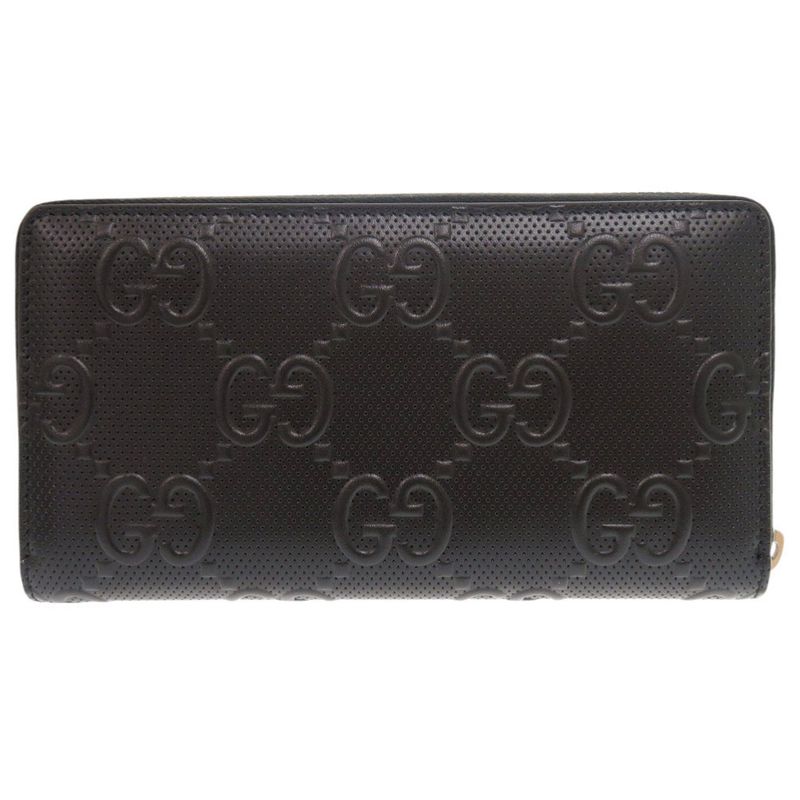 Gucci GG Embossed Black Round Zipper Long Wallet 1335 — view 3