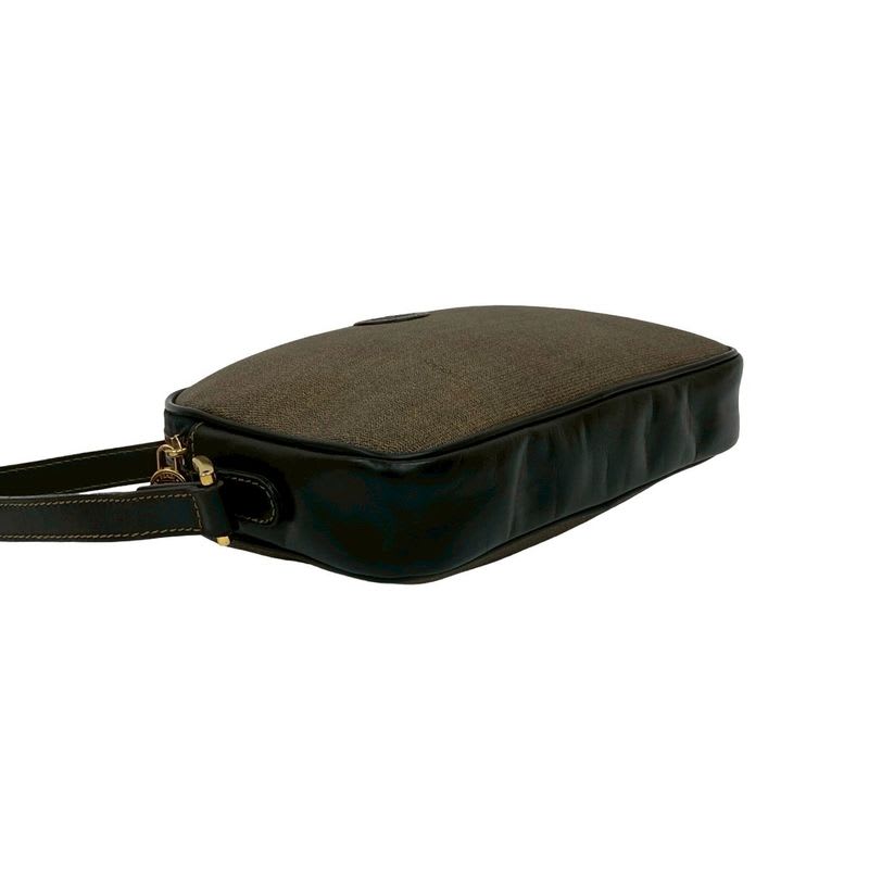 Fendi Vintage FF Logo Motif Leather Mini Shoulder Bag Pochette Sacoche Brown — view 8