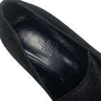 Hermes Loafers Leather Shoes Suede Black Silver Round Studs Flat — view 7