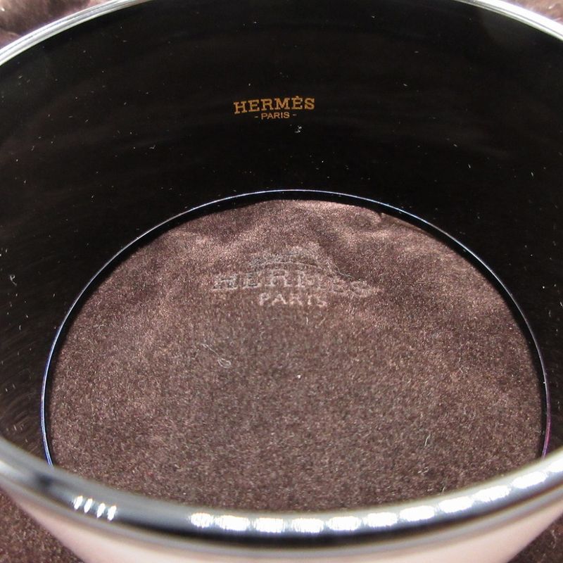 Hermes Emaile Bangle TGM Metal Pink Black Bracelet 0014 — view 6