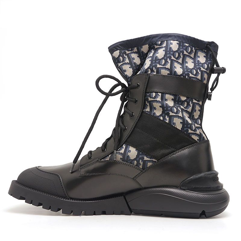 Dior Combat High Top Boots 42 Oblique Black and Navy — view 3