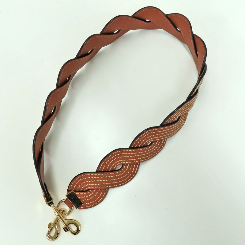 Loewe Shoulder Wavy Stitch Brown Gdhardware Bag Strap Single Item — view 4