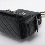 Chanel Quilted Lambskin Chain Backpack Mesh Black Gold Random Plate — view 3