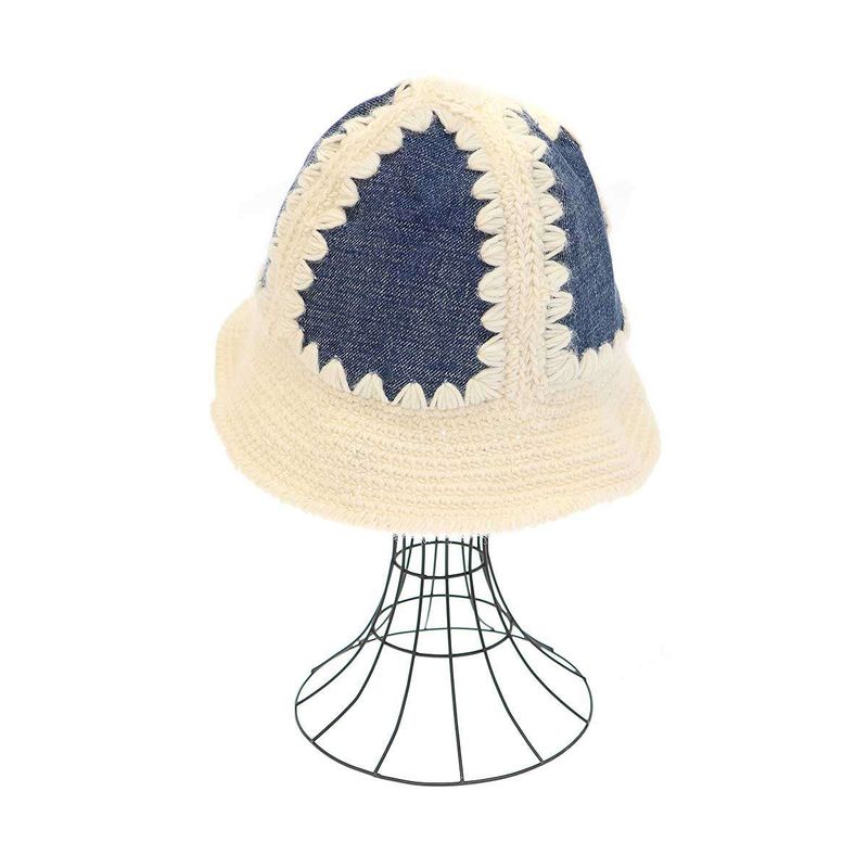 Celine 24 SS Triomphe Bucket Hat Crocheted Wool and Denim — view 3
