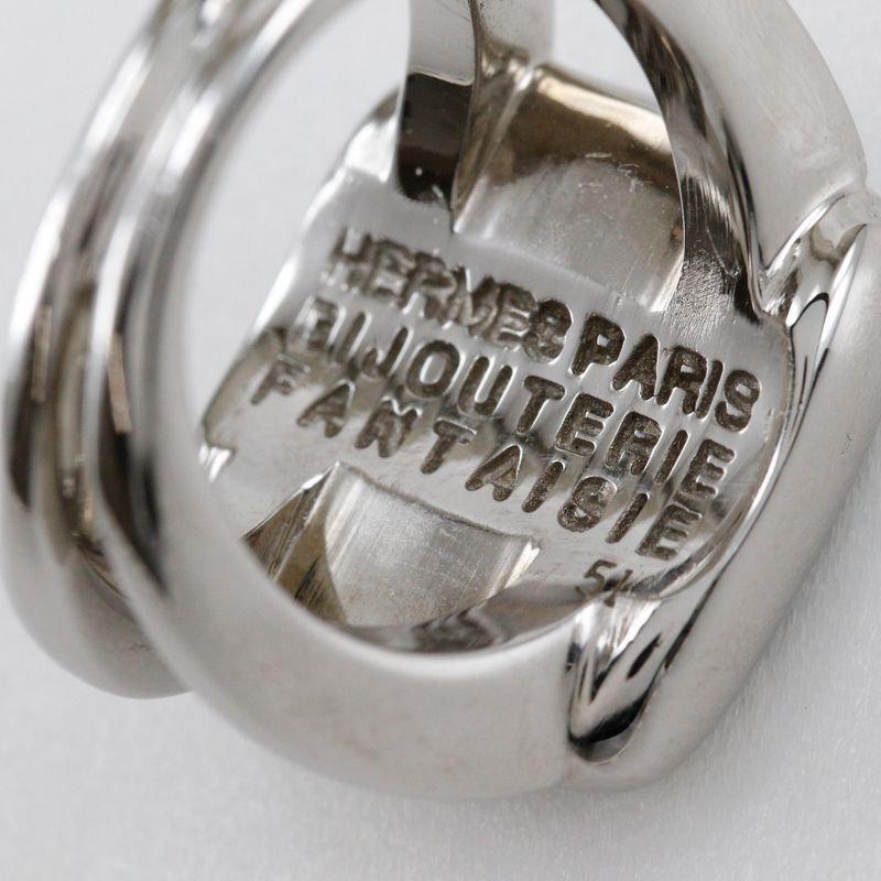Hermes Corozo Metal Size 10.5 Silver 10.1 g Ring — view 6