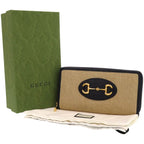 Gucci 1955 Horsebit 0416 Canvas Leather Beige Long Wallet 0392 — view 2