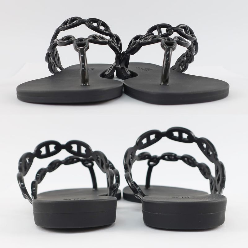 Hermes Island Sandals Chaine D'ancre Black Rubber Size 36 — view 4