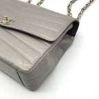Chanel CC Logo Stitch Shiny Lambskin Turnlock Chain Shoulder Bag Gray — view 6