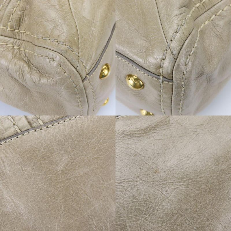Prada Handbag Bl0678 Triangle Logo Plate Calf Pomice Sand Beige Gold Hardware — view 2
