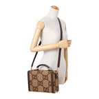 Gucci Shoulder Bag Jumbo GG Canvas Camel Ebony — view 6