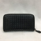 Bottega Veneta Long Wallet Intrecciato Round Zipper Black — view 2