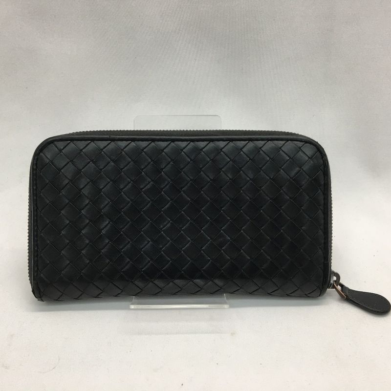 Bottega Veneta Long Wallet Intrecciato Round Zipper Black — view 2