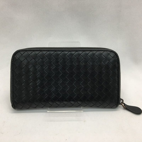 Bottega Veneta Long Wallet Intrecciato Round Zipper Black — view 2