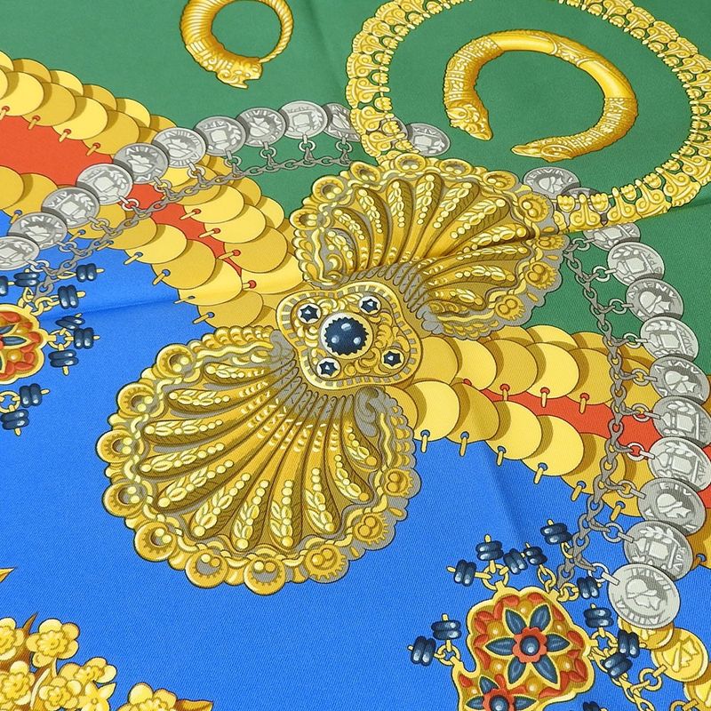 Hermes Scarf Carre 90 Silk 100% Kosmima Universe Blue Green Red — view 2