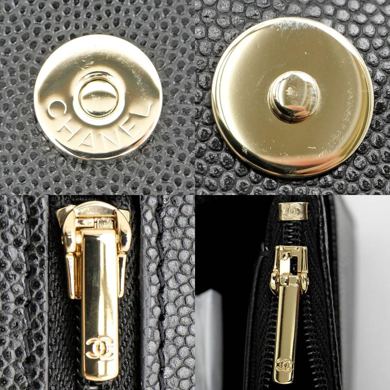 Chanel Chain Wallet Ap4653 Grained Shiny Calfskin Black Gold Hardware — view 8
