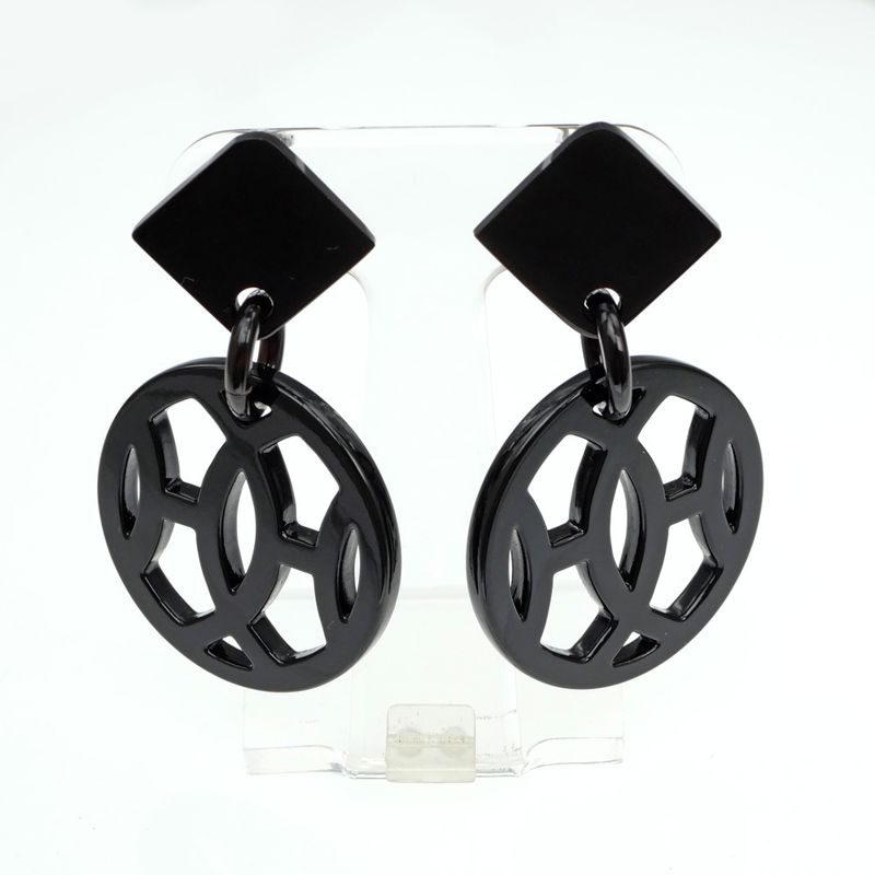 Hermes Earrings Ava Buffalo-horn Black HAVA Silver Hardware Accessories — view 6