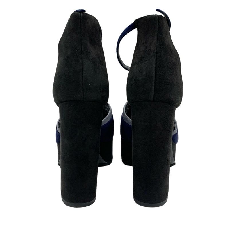Hermes Sandals Shoes Suede Navy Black Gray Ankle Strap — view 5