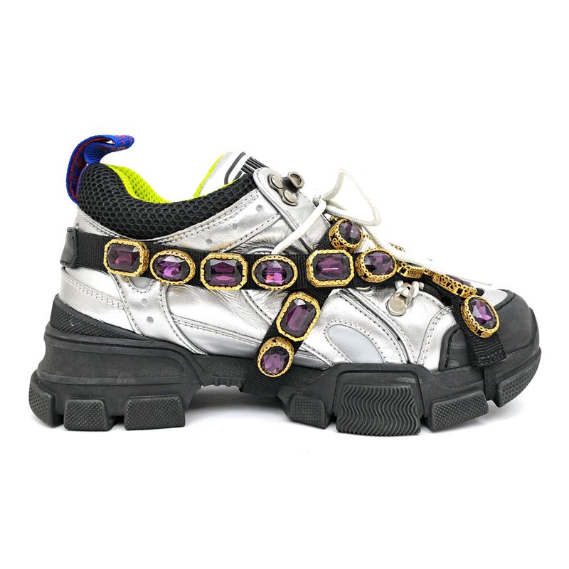 Gucci Flash Trek Bijou Sneakers Removable Silver — view 2
