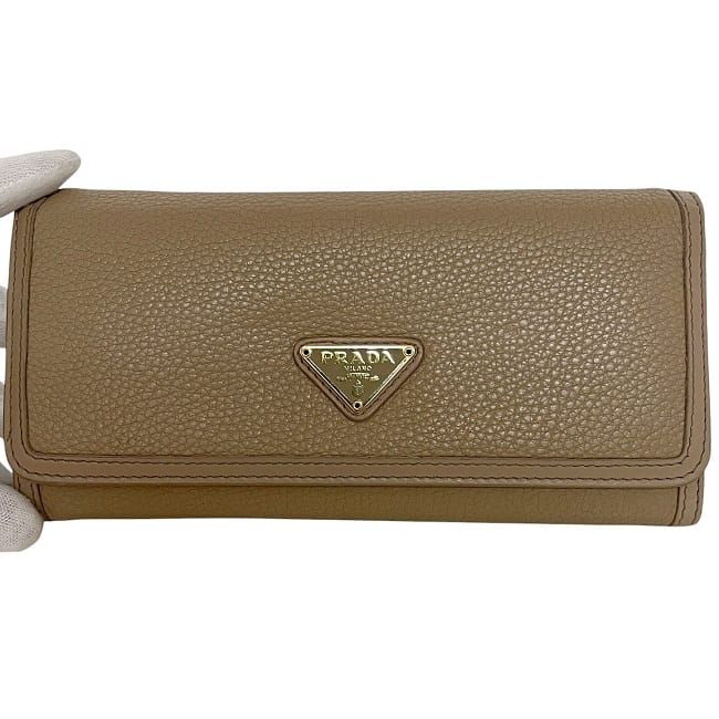 Prada Bifold Long Wallet Beige 1 Mh132 Leather — view 8
