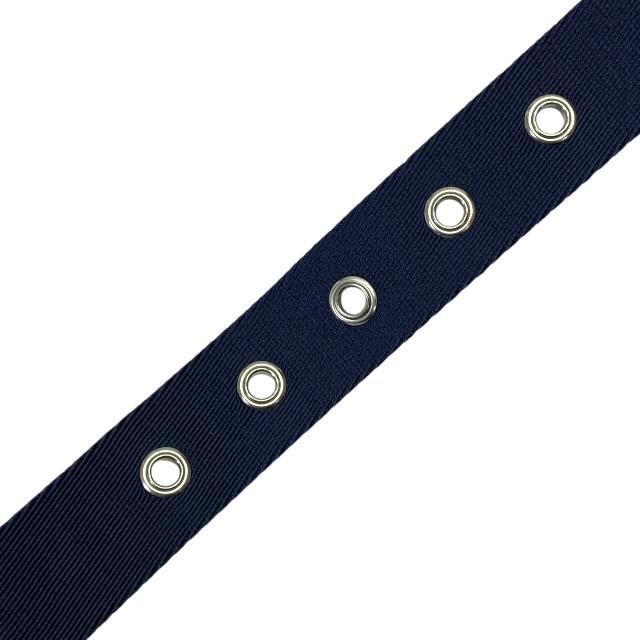 Dior Belt Logo Jacquard Small Item Canvas Leather Navy Silver Hardware — view 9