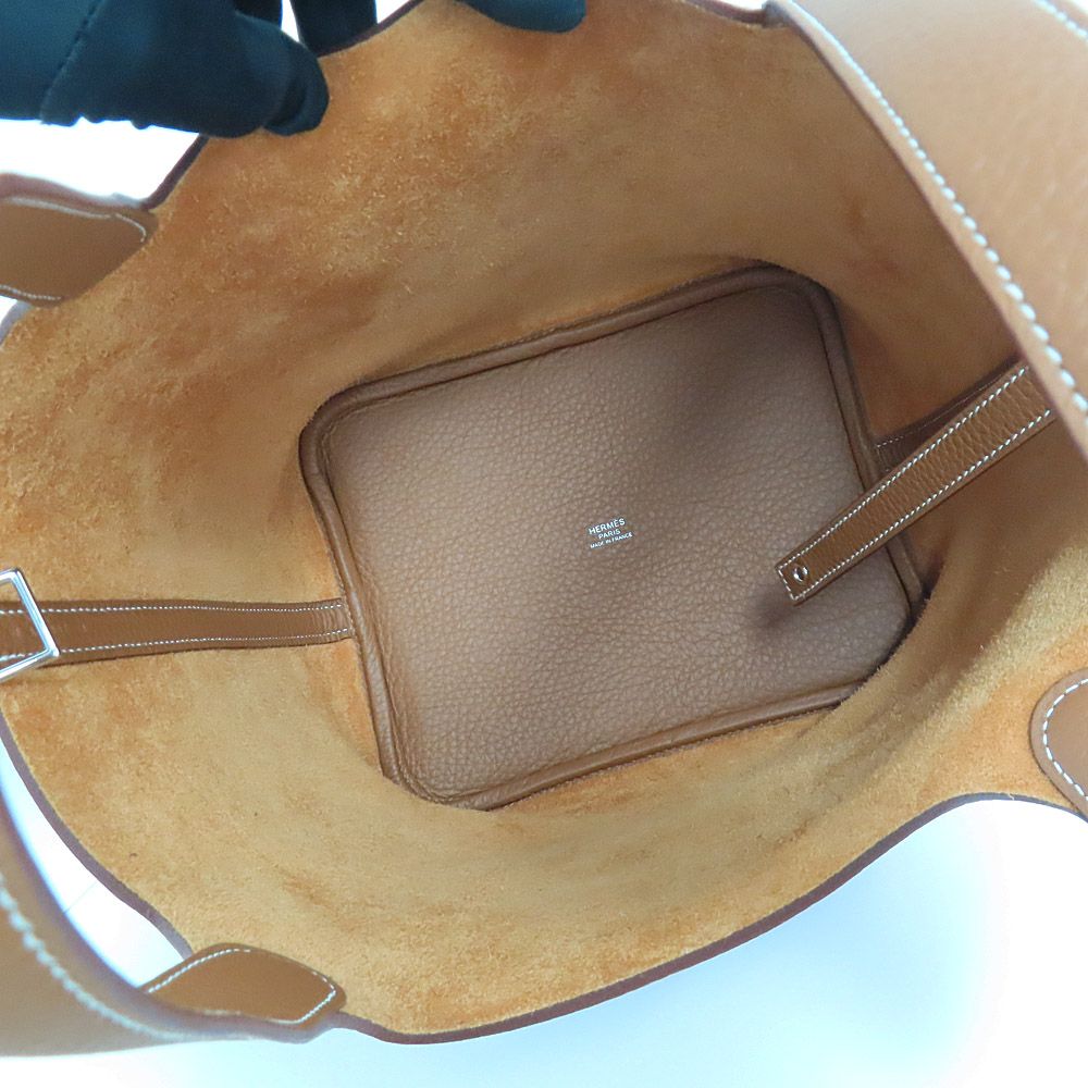 Hermes Picotin Lock MM Gold Taurillon Clemence Silver Hardware — view 7