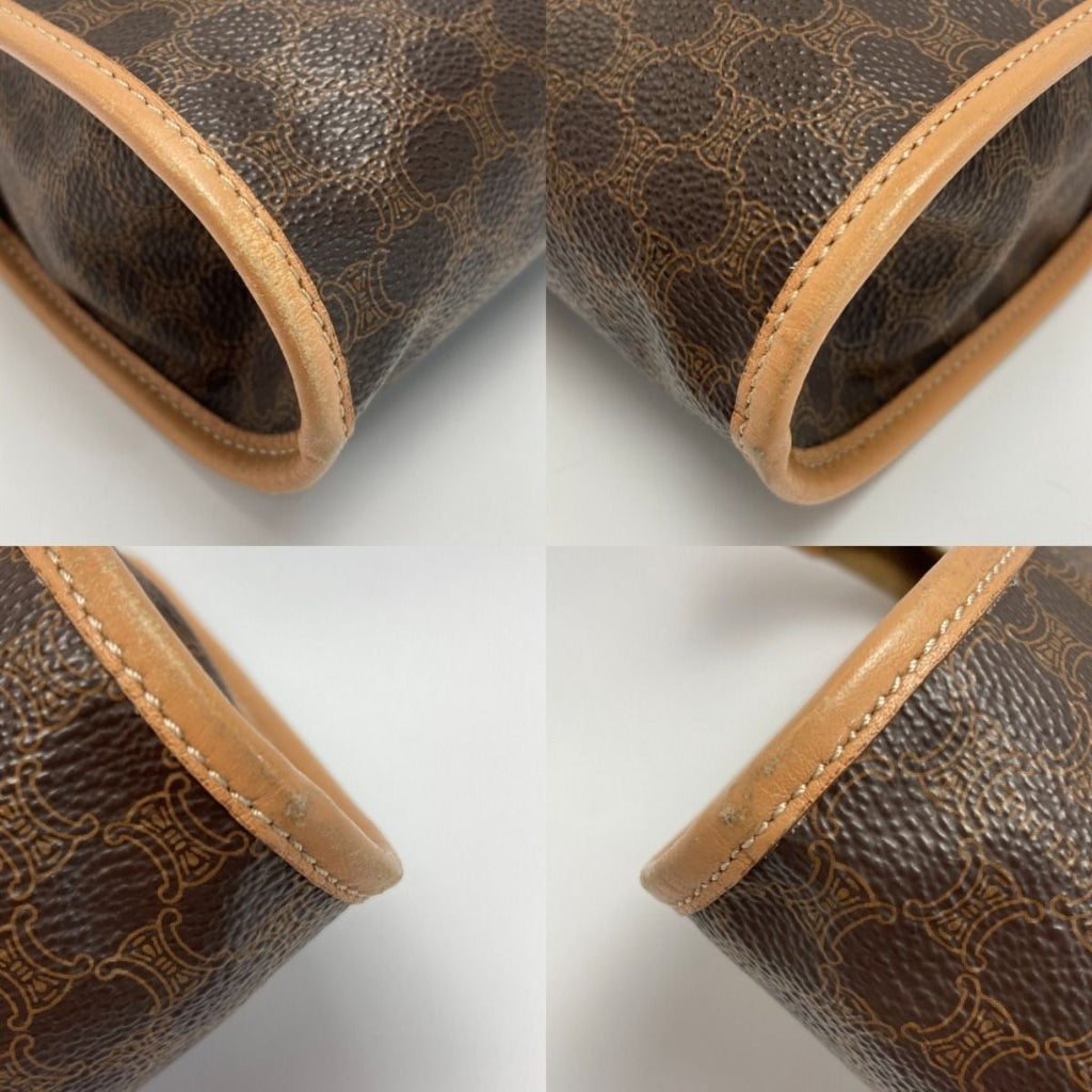 Celine Macadam Pattern Clutch Bag Brown Leather Second — view 6