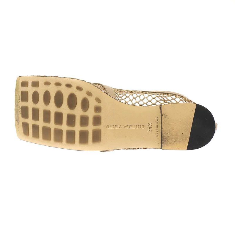 Bottega Veneta Stretch Ballerina Square Toe Mesh Chain Flat Shoes Beige 34 1 2 — view 5