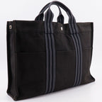 Hermes Fourre Tout MM Tote Bag Cotton Canvas Black Handbag — view 3