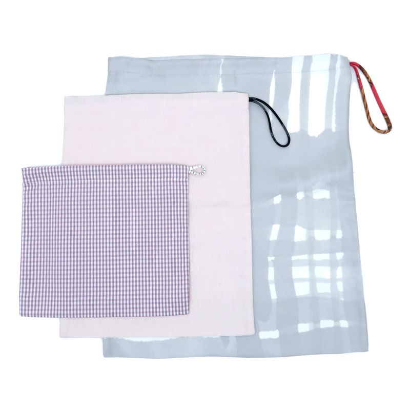 Hermes Petit H Ash Drawstring Purse 3 Types Set Pouch Accessory — view 3