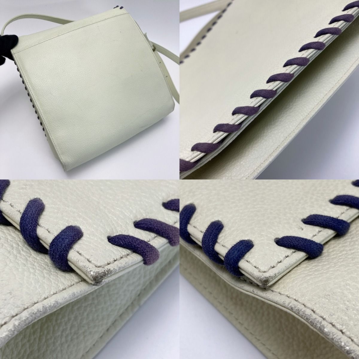 Yves Saint Laurent Shoulder Bag Ivory Flap Braided Leather — view 5