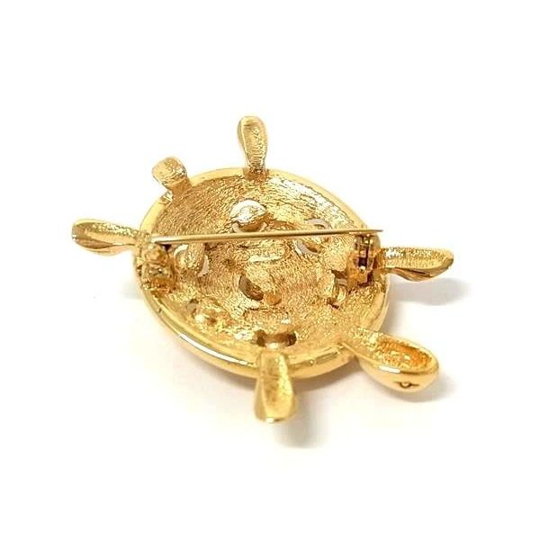 Dior Vintage Turtle Brooch Pin Badge Gold — view 2