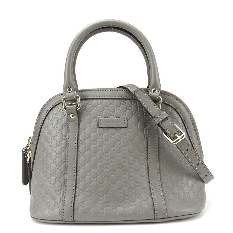Gucci Handbag Micro Guccissima Leather Gray Gold Hardware 2-Way