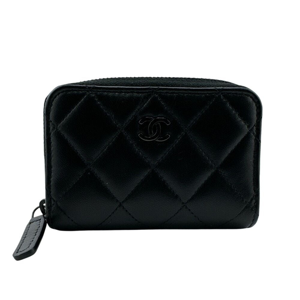 Chanel Zip Around Card Coin Purse Black
