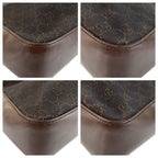 Gucci Brown Silver Hardware GG Canvas Leather 73982 Tote Bag Handbag