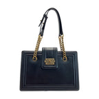 Chanel Boy Chain Tote Bag Black Leather