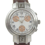 Fendi Orologi Stainless Steel Leather White Quartz Analog Display Dial Watch