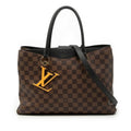 Louis Vuitton Damier LV Riverside 2-Way Shoulder Bag Ebene Brown Black Leather