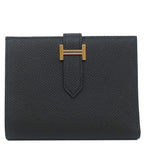 Hermes Bifold Wallet Bearn Compact Veau Epsom Black Gold