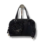 Prada Evening Heart Mini Handbag Black Nero Tessuto Nylon Beads — view 2
