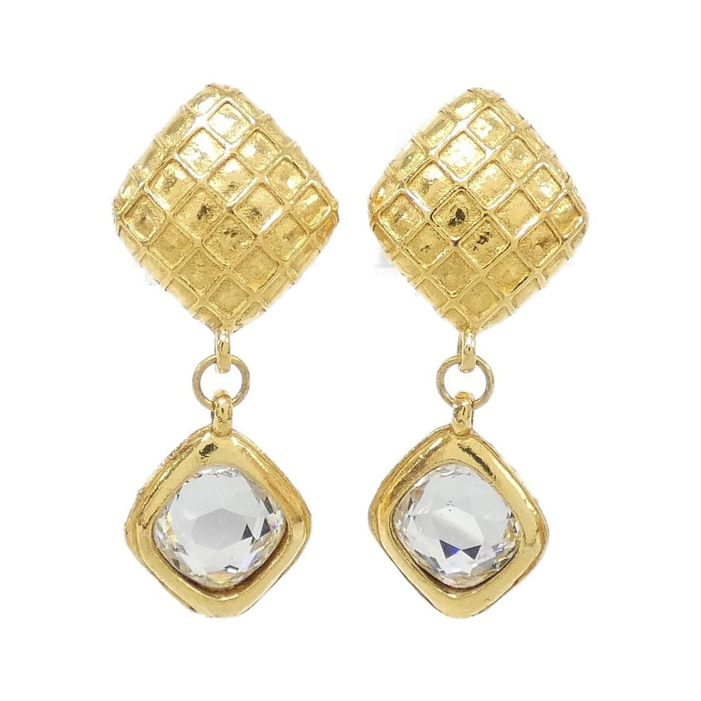 Chanel Vintage Earrings Gold Crystal