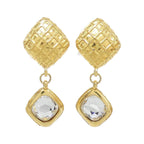 Chanel Vintage Earrings Gold Crystal