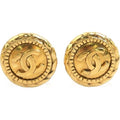 Chanel CC Gold Plated Vintage Earrings Coco Mark Logo Round Clip On