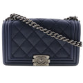 Chanel Boy Chain Shoulder Quilted Lambskin Navy Blue
